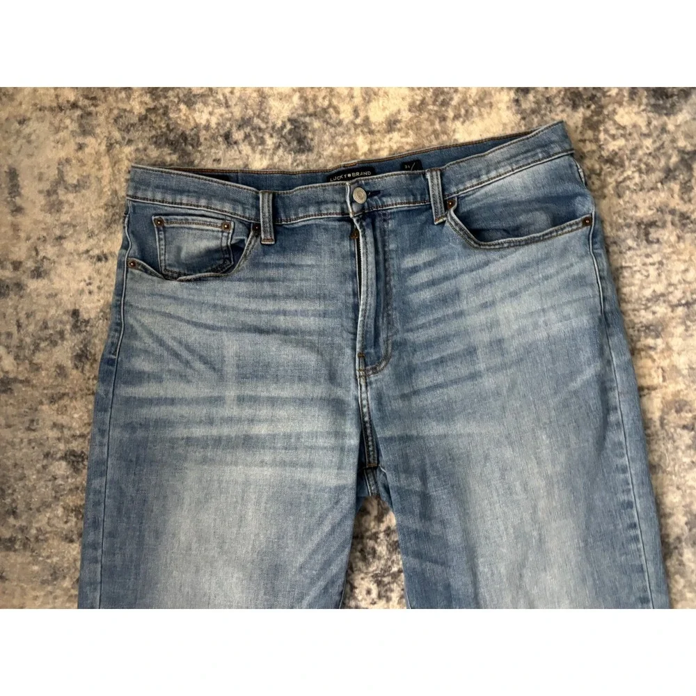 Lucky Brand 329‎ Classic Straight Jeans Mens 36x30 Blue Denim Whiskered Stretch